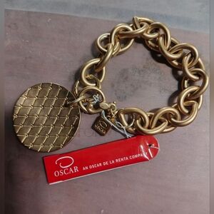 Oscar de la Renta brushed Gold tone Chain Bracelet